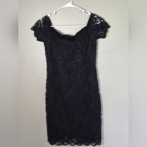 Ambiance Lace Overlay Bodycon Whimsigoth Off The Shoulder Mini Dress, Medium